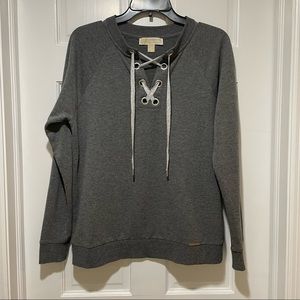 MICHAEL Michael Kors Women's Grommet-neck, V-Neck Sweatshirt